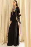 Black Silk Sequins Embroidered Straight Cut Trouser Suit