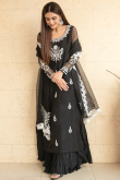 Black Silk Sharara Suit with Mirror Work for Eid