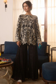 Black Silk Trouser Suit with Zari Work for Wedding & Party