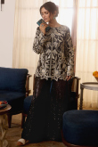 Black Silk Trouser Suit with Zari Work for Wedding & Party