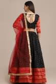 Weaved Thread Work Black Lehenga in Silk for Party 