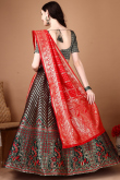 Black Silk Woven Zari Panelled Style Lehenga