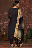 Black Silk Woven Zari Straight Cut Trouser Suit