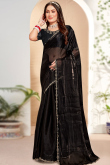 Black Chiffon Shimmer Saree with Stone Work Blouse