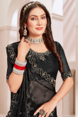 Elegant Black Shimmer Saree with Embellished Blouse