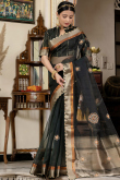 Black Tissue Woven Zari Light Weight Saree