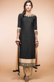 Black Chanderi Silk Wedding Trouser Suit With Zari Work