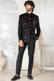 Black Velvet Embroidered Men's Sherwani
