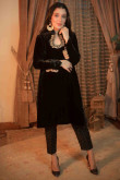 Black Straight Cut Velvet Pakistani Suit for Party 