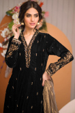 Velvet Black Zardosi Embroidered Party Wear Trouser Suit