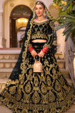 Black Velvet Lehenga with Zari & Mirror Embroidery