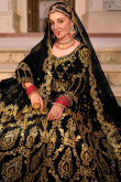 Black Velvet Lehenga with Zari & Mirror Embroidery