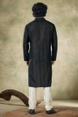 Black Viscose Embroidered Men's Straight Cut Kurta Pajama 