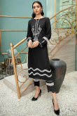 Black Viscose Embroidered Trouser Suit