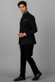 Black Viscose Sequins Embroidered Jodhpuri Style Men's Coat Pant