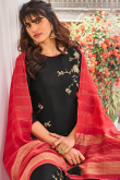 Black Viscose Straight Pant Suit