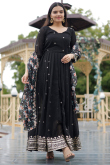 Black Zari Embroidered Georgette Anarkali Suit For Sangeet