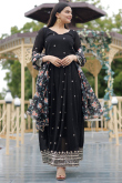 Black Zari Embroidered Georgette Anarkali Suit For Sangeet