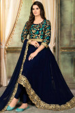 Resham Embroidered Faux Georgette Blue Anarkali Suit