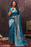 Blue Traditional Wedding Party Wear Saree in Banarasi Silk