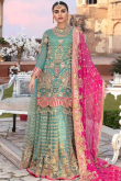 Blue Stone Work Embroidered Georgette Sharara Suit main image 1