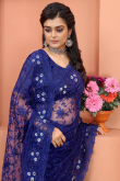 Net Blue Party Wear Saree with Resham embroidery