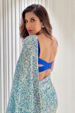 Blue Sequins Embroidered Georgette Bollywood Style Saree 