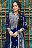 Blue Georgette Sharara Suit with Embroidery Work 