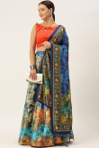 Blue Silk Digital print A-Line Style Lehenga