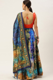 Blue Silk Digital print A-Line Style Lehenga