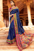 Dark Blue Banarasi Silk Saree