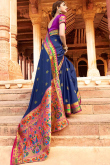 Dark Blue Banarasi Silk Saree