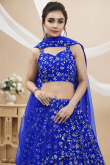 Blue Zari Embroidered Flared Style Georgette Lehenga