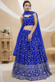 Blue Zari Embroidered Flared Style Georgette Lehenga
