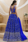 Blue Zari Embroidered Flared Style Georgette Lehenga