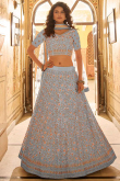 Bluish Grey Art Silk A Line Lehenga