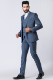 Bluish Grey Men's Polyester Tuxedo Suit