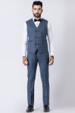 Bluish Grey Men's Polyester Tuxedo Suit