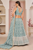 Lehenga in Bluish Grey Net for Sangeet with Thread embroidery