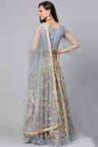 Bluish Grey Net Embroidered Lehenga for Wedding & Party