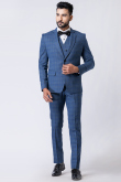 Bluish Grey Polyester Men's Tuxedo Suit