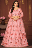 Blush Pink Embroidered A-Line Net Lehenga