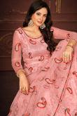Blush Pink Embroidered A-Line Net Lehenga