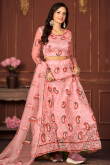 Blush Pink Embroidered A-Line Net Lehenga