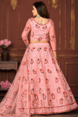 Blush Pink Embroidered A-Line Net Lehenga