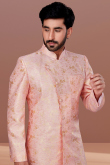 Blush Pink Jacquard Woven Zari Men's Sherwani