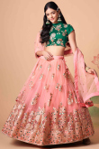 Blush Pink Net A Line Lehenga