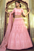 Blush Pink Net Embriodered Wedding Wear Lehenga