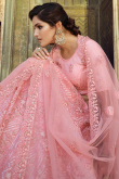 Blush Pink Net Embriodered Wedding Wear Lehenga