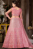 Blush Pink Net Embroidered A Line Lehenga